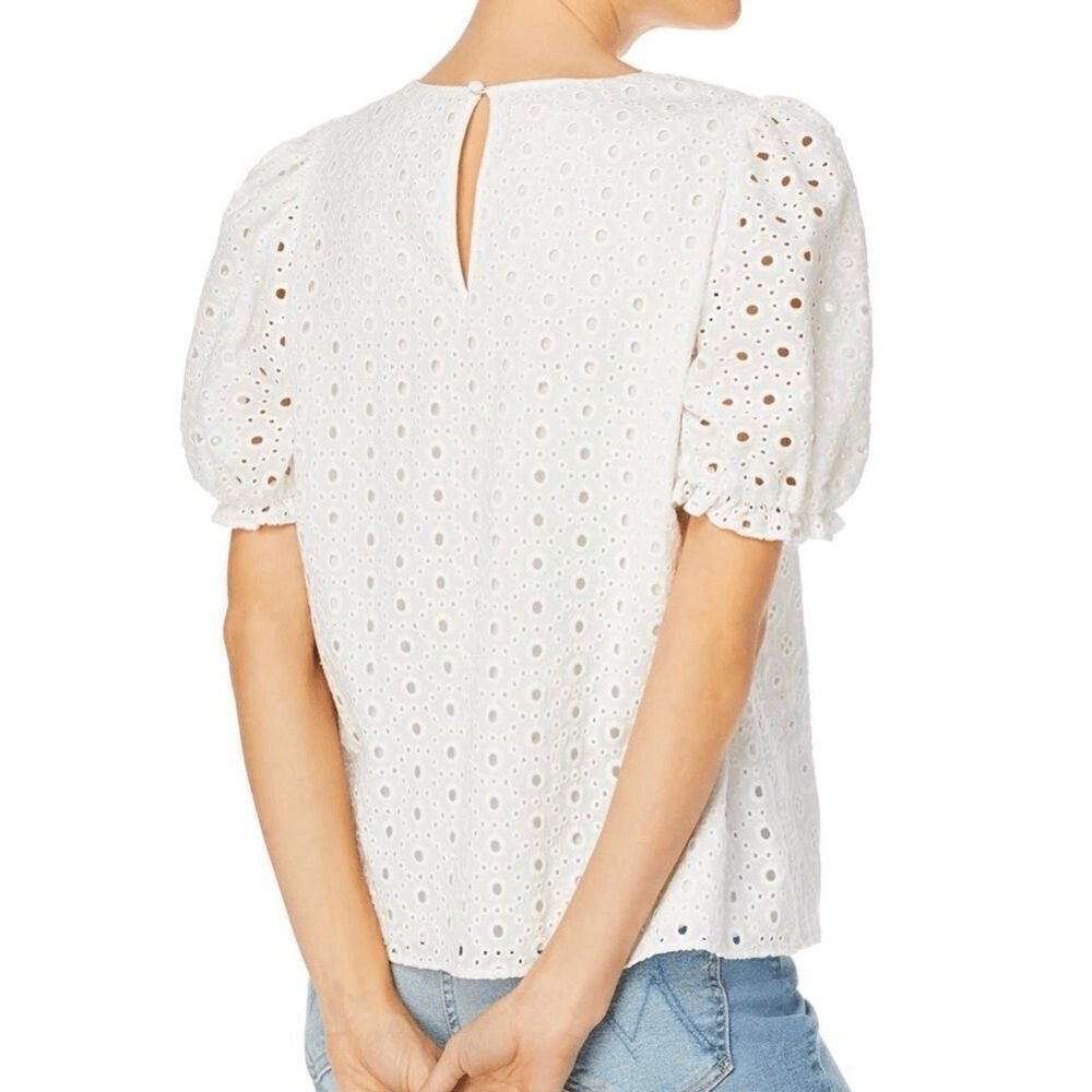 NEW Parker Womens XS Short Sleeve Holland Eyelet Blouse - Picture 2 of 9